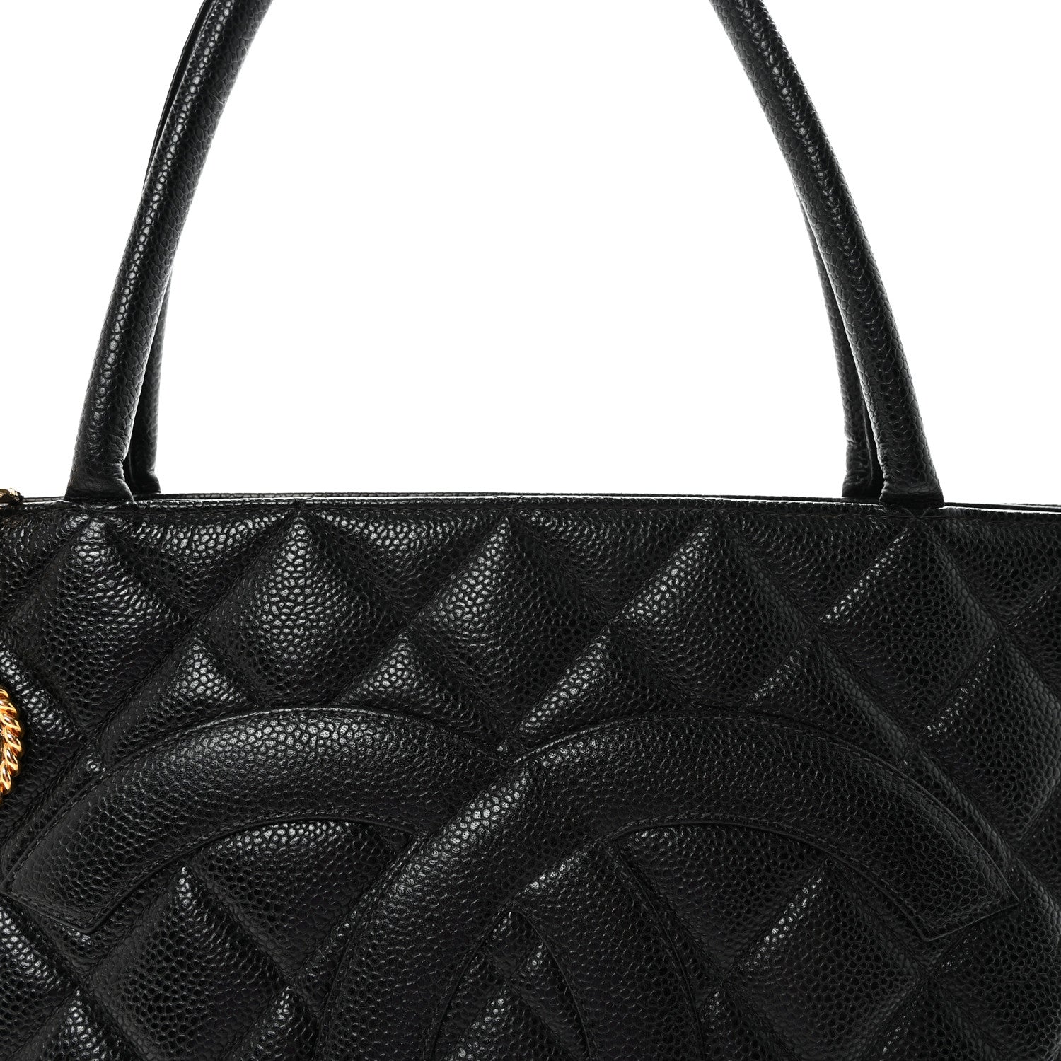 Caviar Quilted Medallion Tote Black