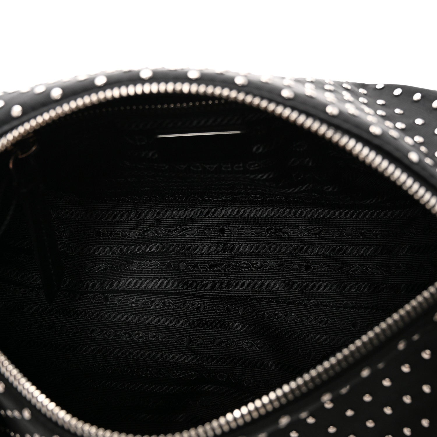 Re-Nylon Studded Shoulder Bag Black