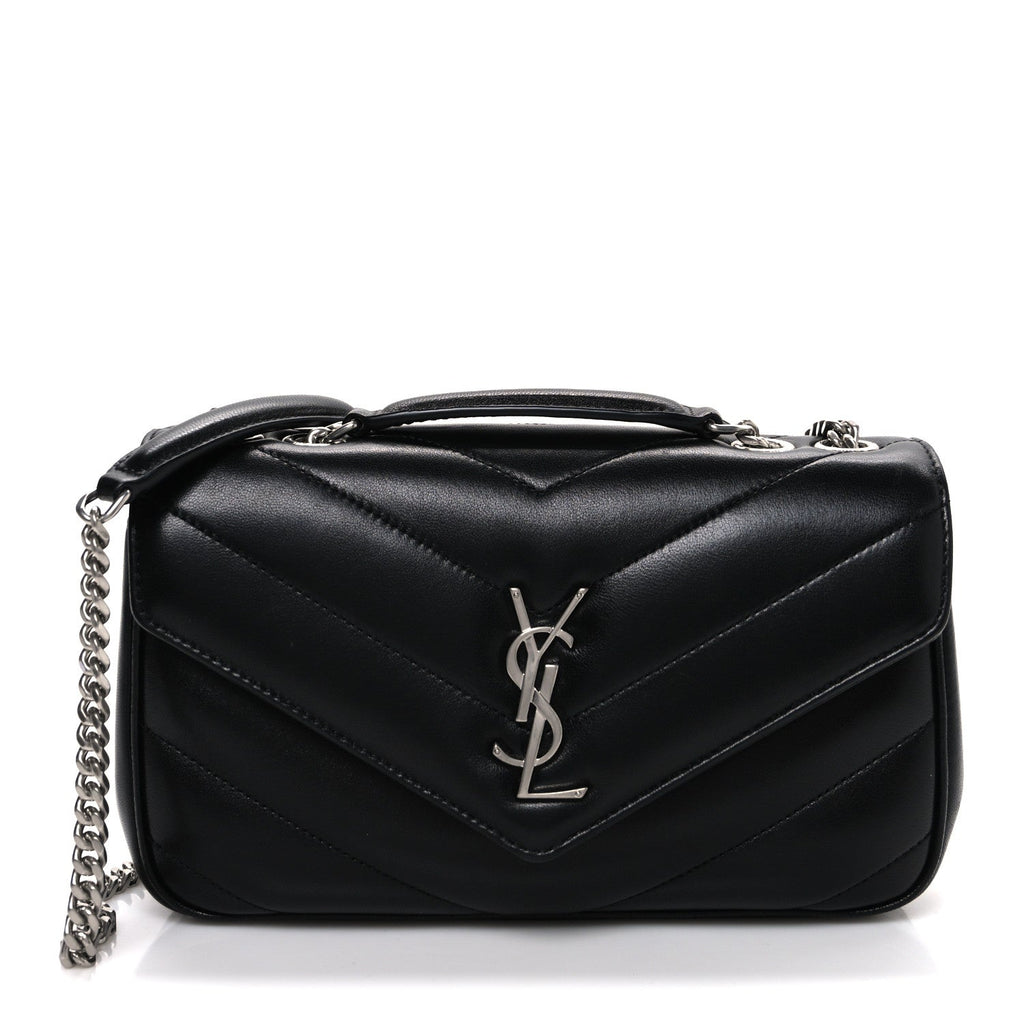 Lambskin Chevron Quilted Small LouLou Black