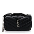 Lambskin Chevron Quilted Small LouLou Black