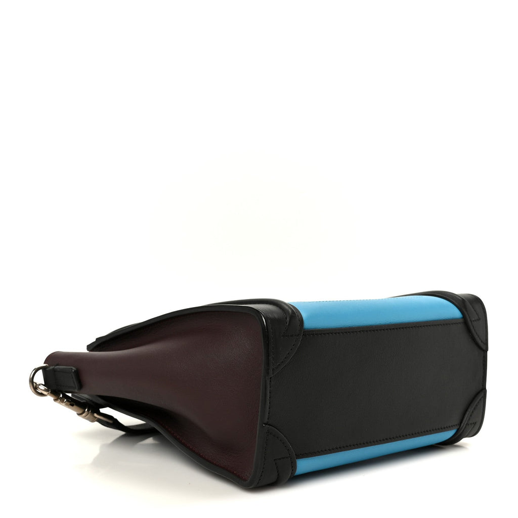 Smooth Calfskin Nano Tri-Color Luggage Turquoise