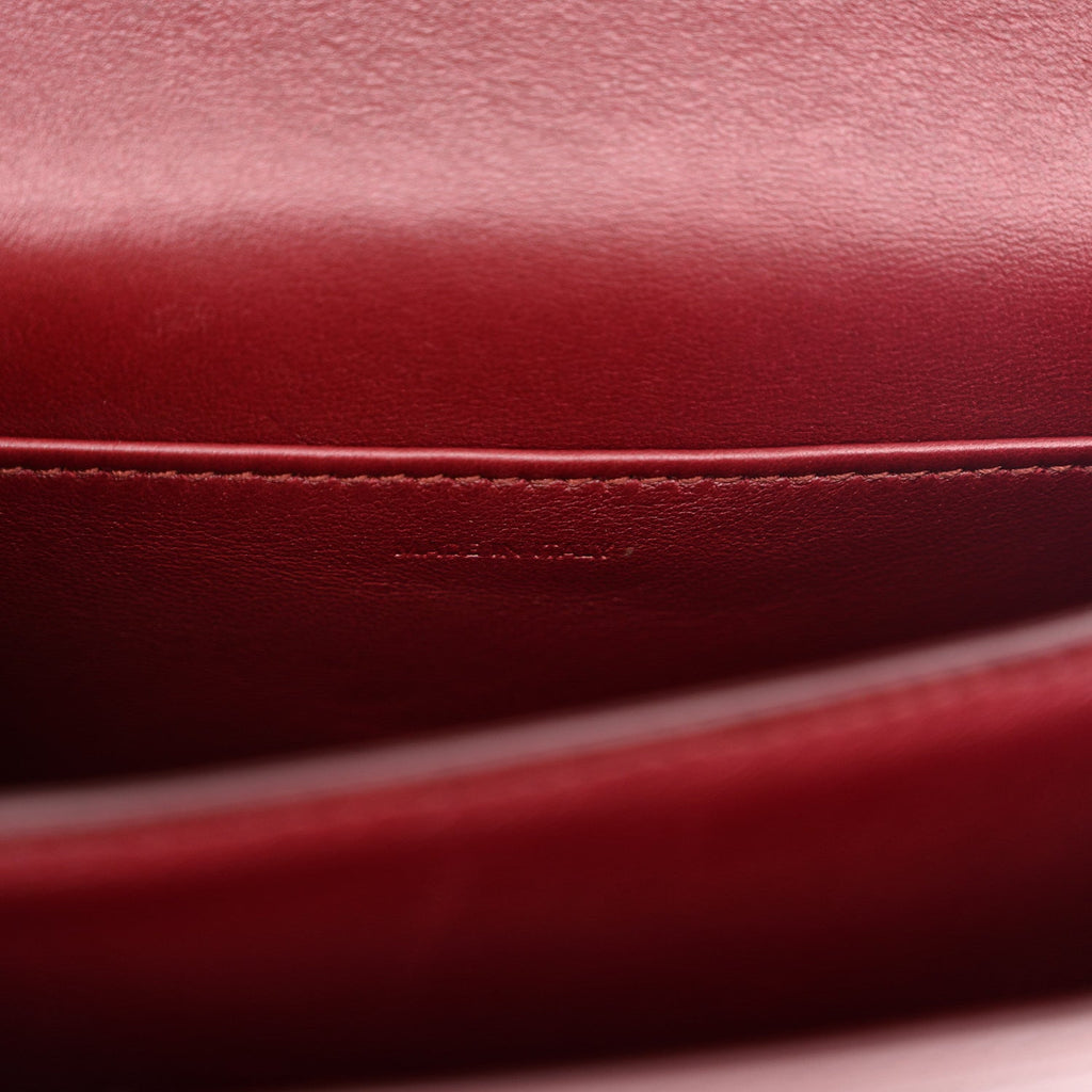Box Calfskin Teen Classic Box Flap Bag Burgundy