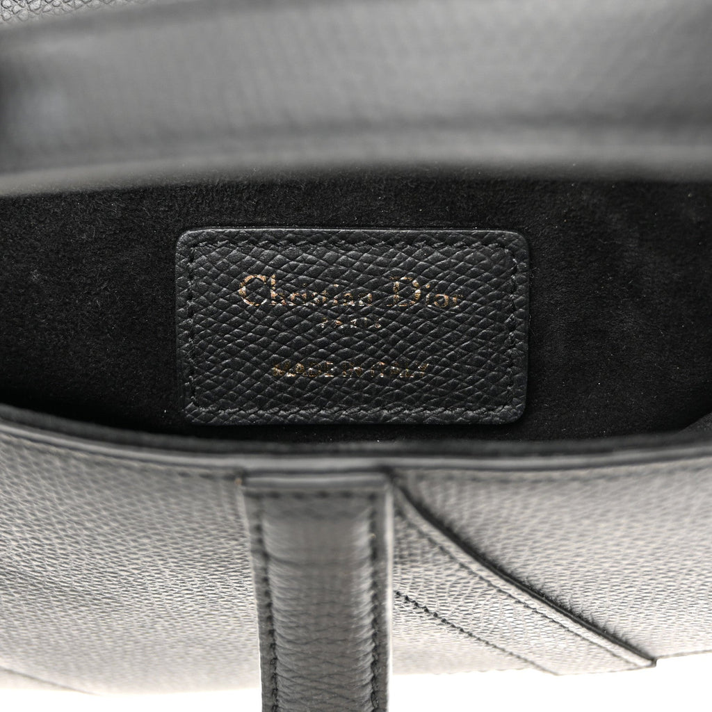 Grained Calfskin Mini Saddle Bag Black