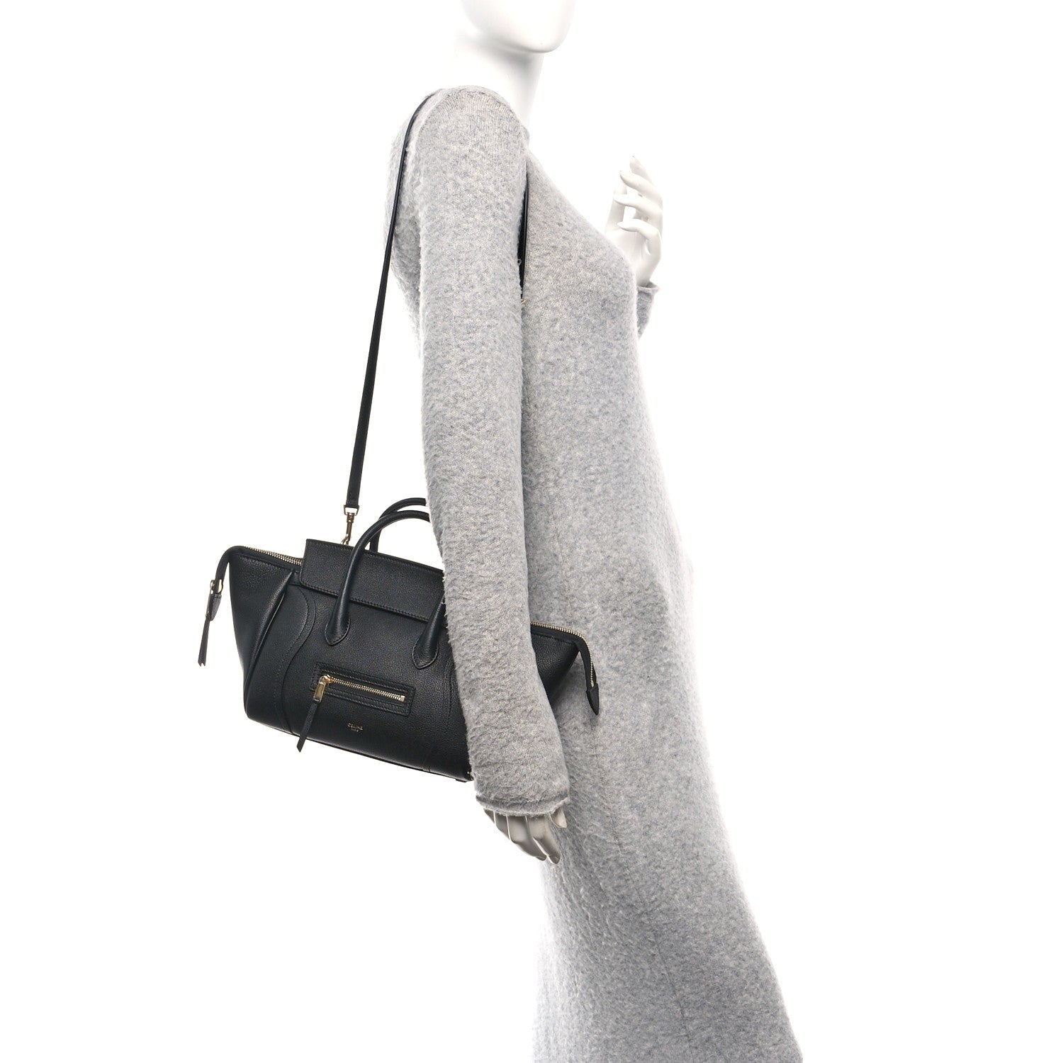 Grained Calfskin Little New Luggage Black
