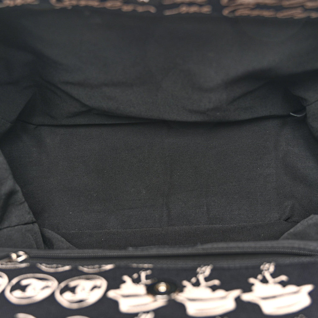 Canvas Camellia Flower Tote Black