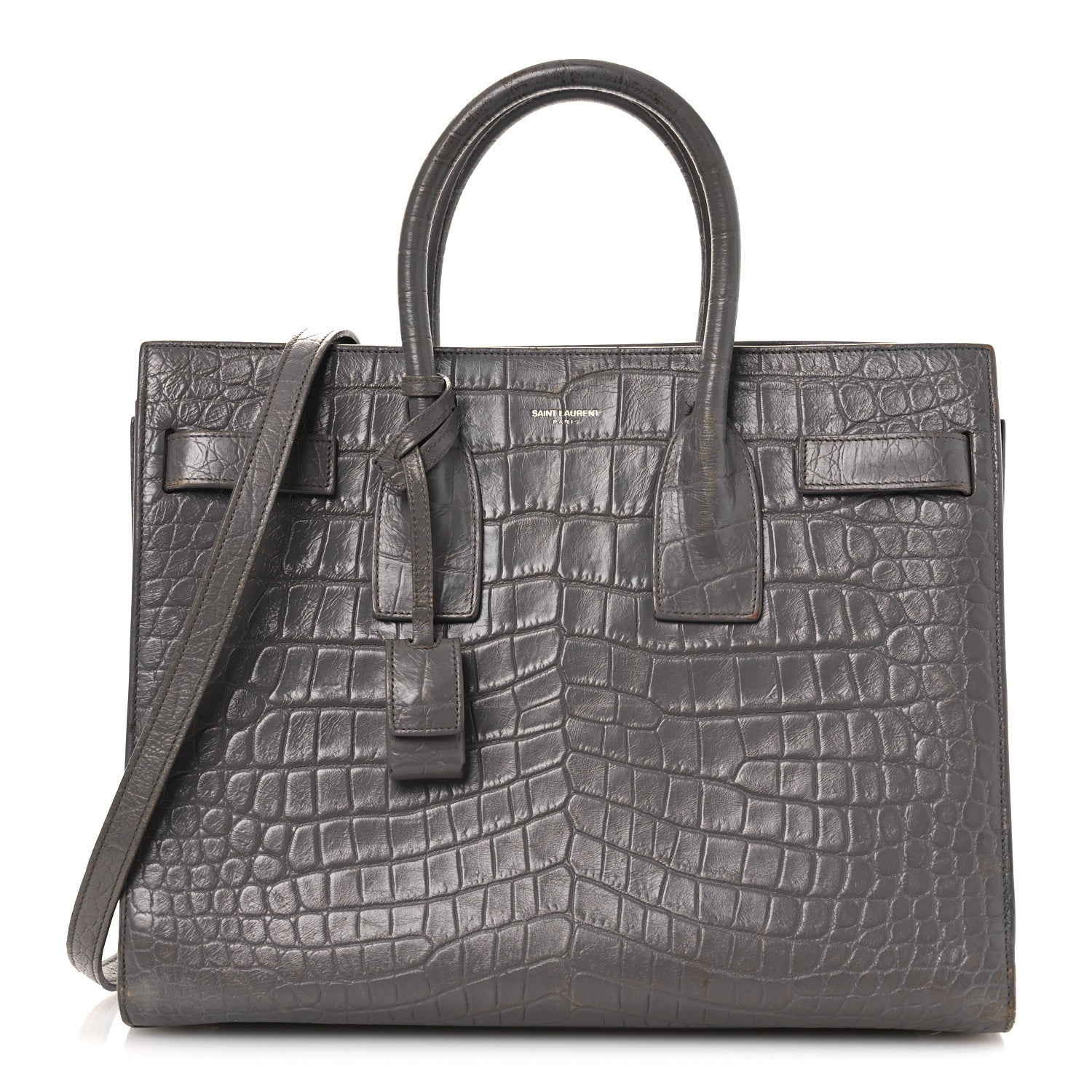Calfskin Crocodile Embossed Small Sac de Jour Fog