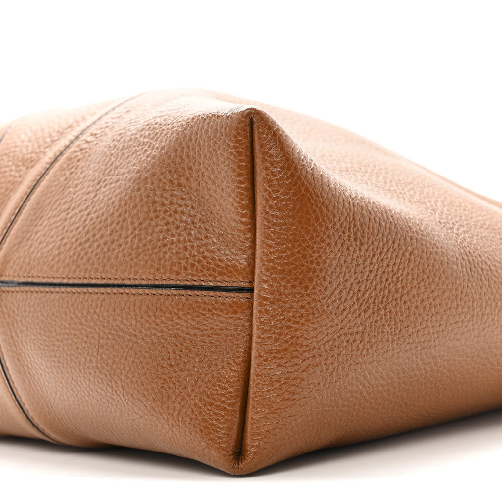 Grained Calfskin Large Spin Tote Clay Brown