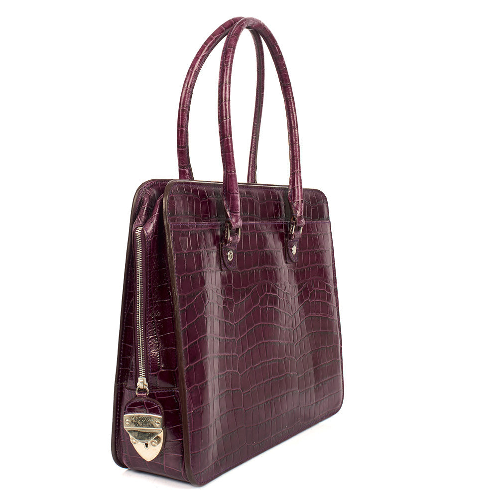 Aspinal of London Tote Tote in Purple, Exotic Effect Leather