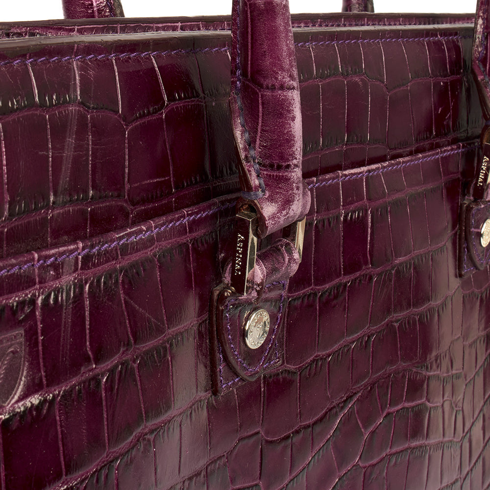 Aspinal of London Tote Tote in Purple, Exotic Effect Leather