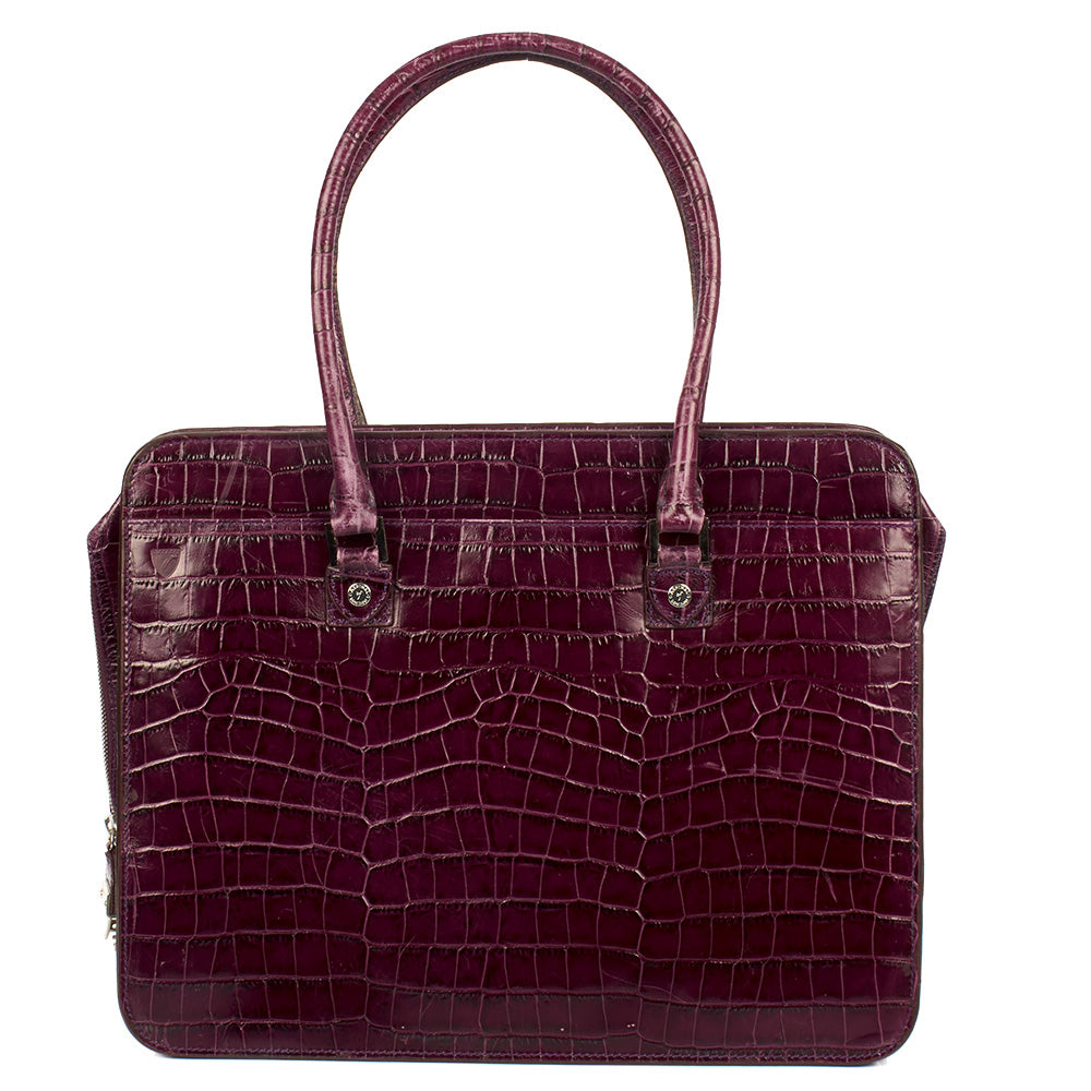 Aspinal of London Tote Tote in Purple, Exotic Effect Leather