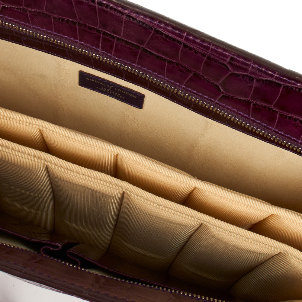 Aspinal of London Tote Tote in Purple, Exotic Effect Leather