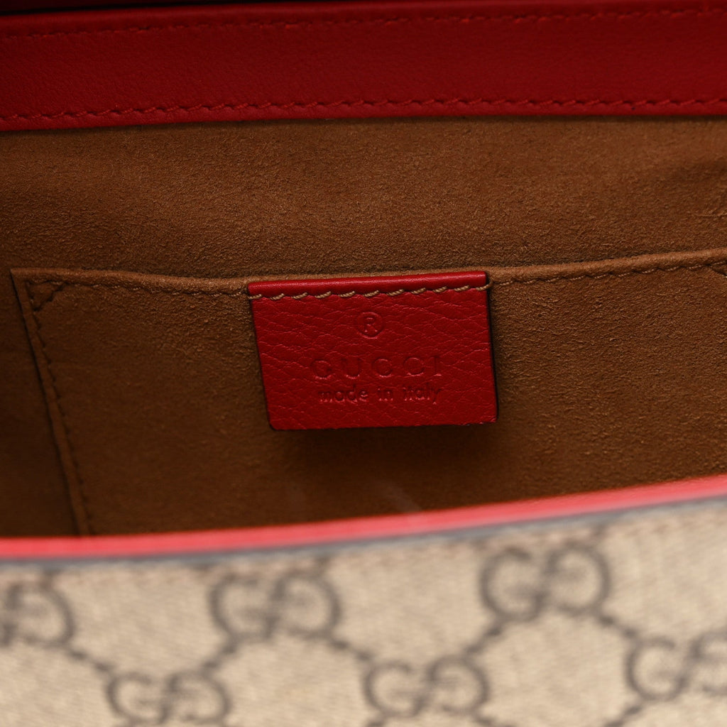 GG Supreme Monogram Calfskin Small Padlock Shoulder Bag Beige Hibiscus Red New Rosette