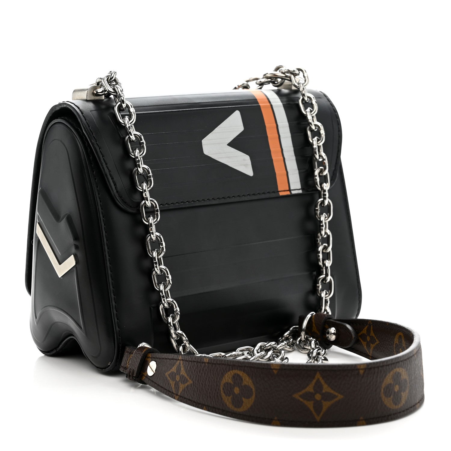 Epi Monogram Spaceship Embossed Twist Shoulder Bag PM Black
