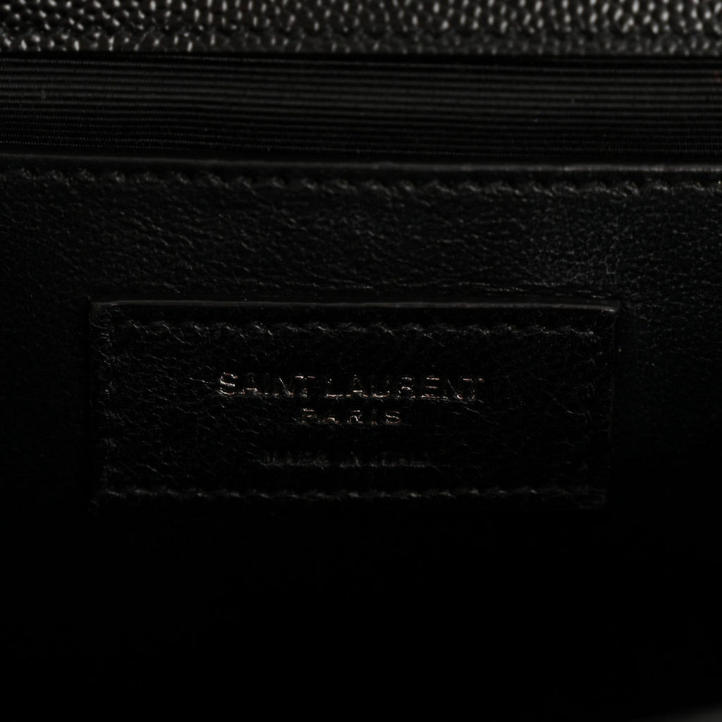 Grain De Poudre Textured Mixed Matelasse Triquilt Medium Monogram Monochrome Satchel Black