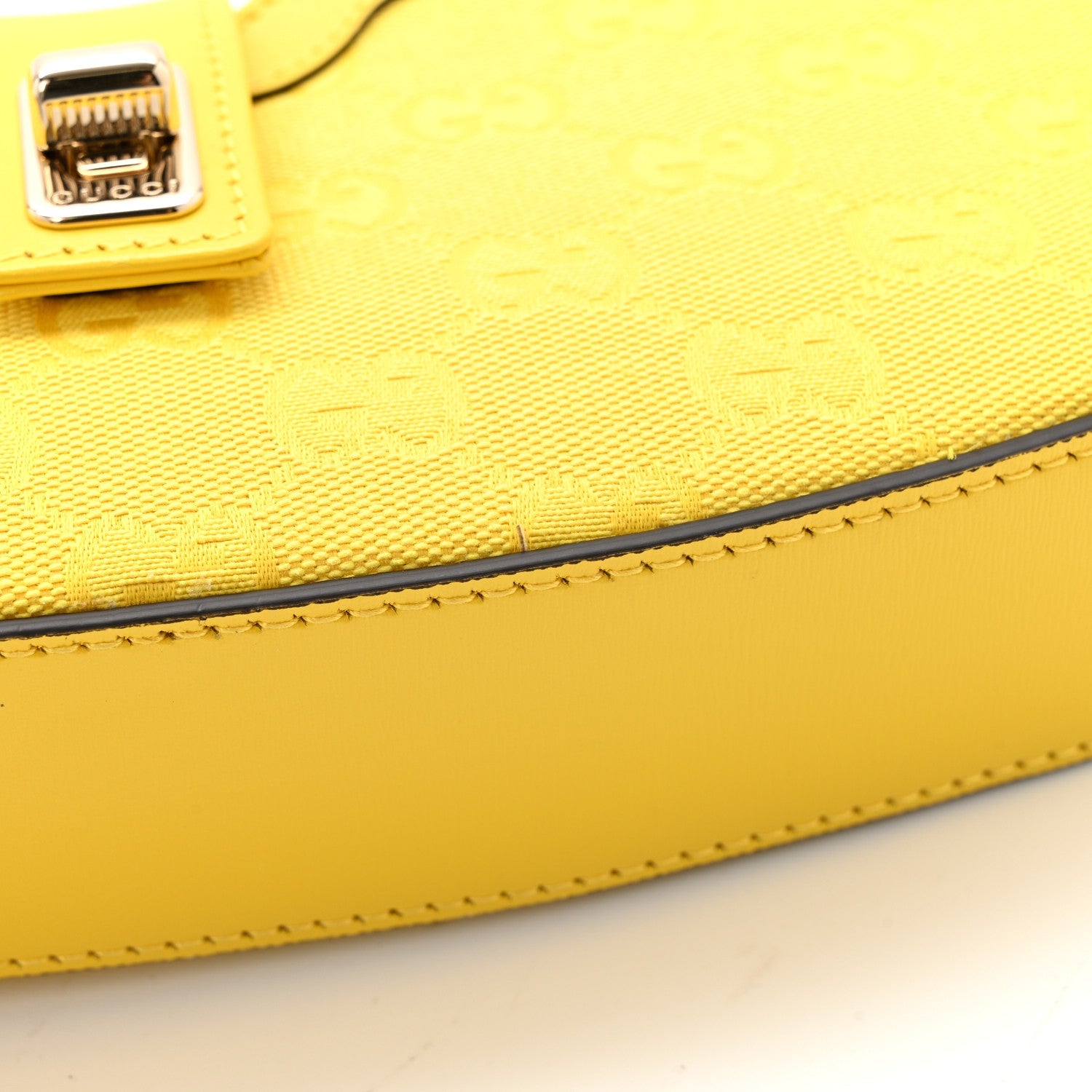 Calfskin Monogram Mini Moon Side Shoulder Bag Yellow