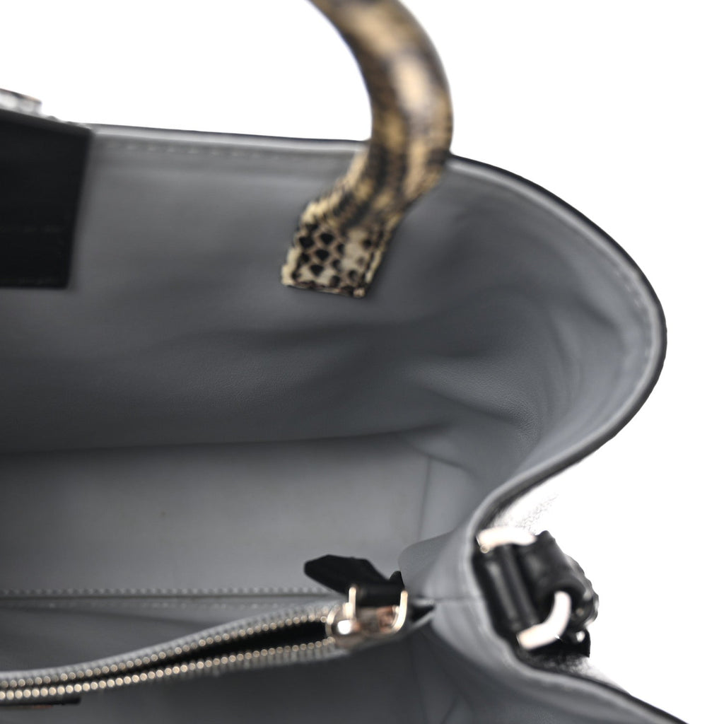 Vitello Dolce Elaphe Petite 2Jours Tote Black Polvere