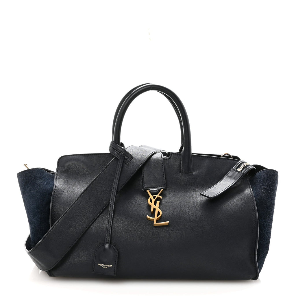Calfskin Suede Small Monogram Downtown Cabas Navy Blue