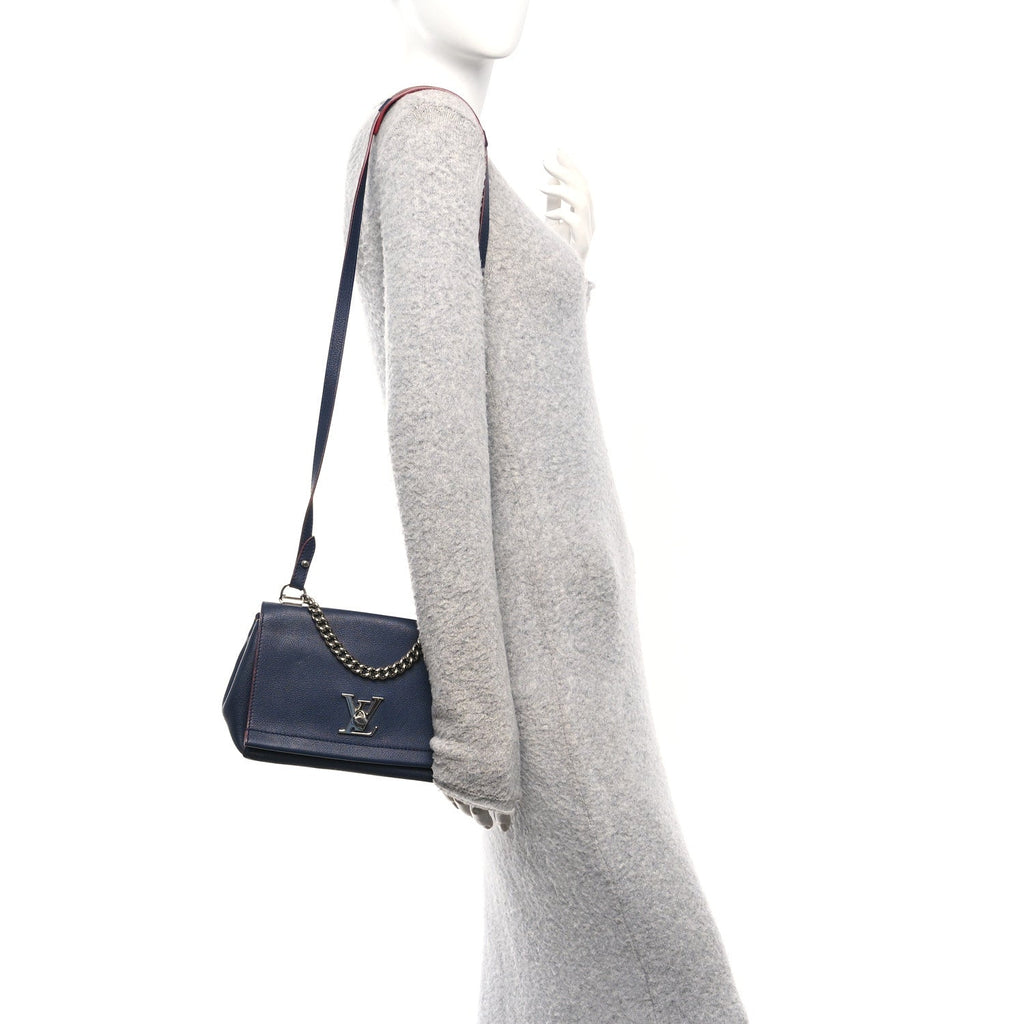 Calfskin Lockme II Chain Bag BB Marine Rouge