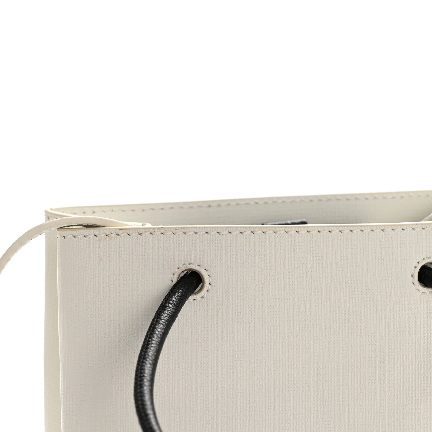 Squared Calfskin Logo North South Shopper Tote XXS White