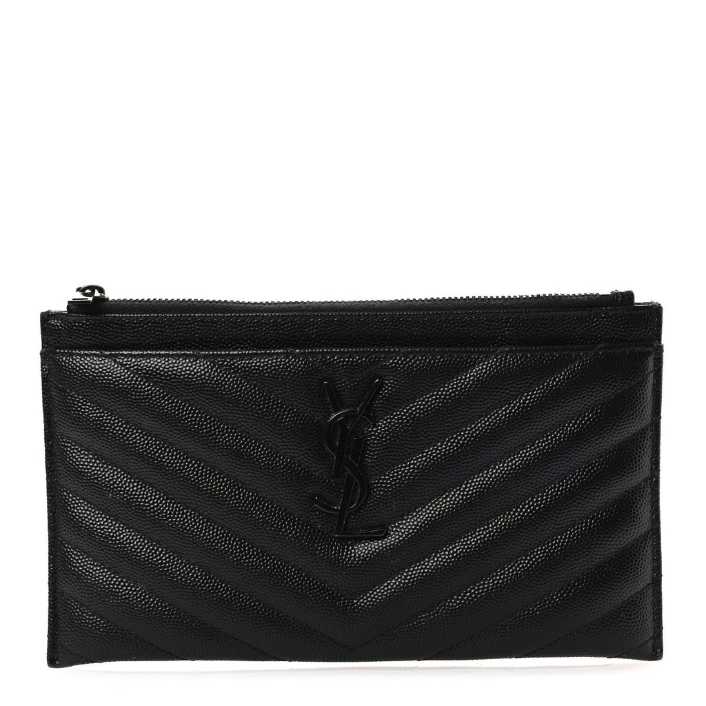 Grain De Poudre Chevron Monogram Bill Pouch Black