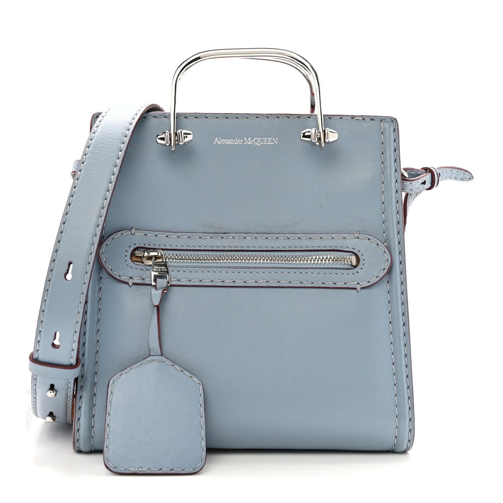 Calfskin The Short Story Shoulder Bag Blue Brown