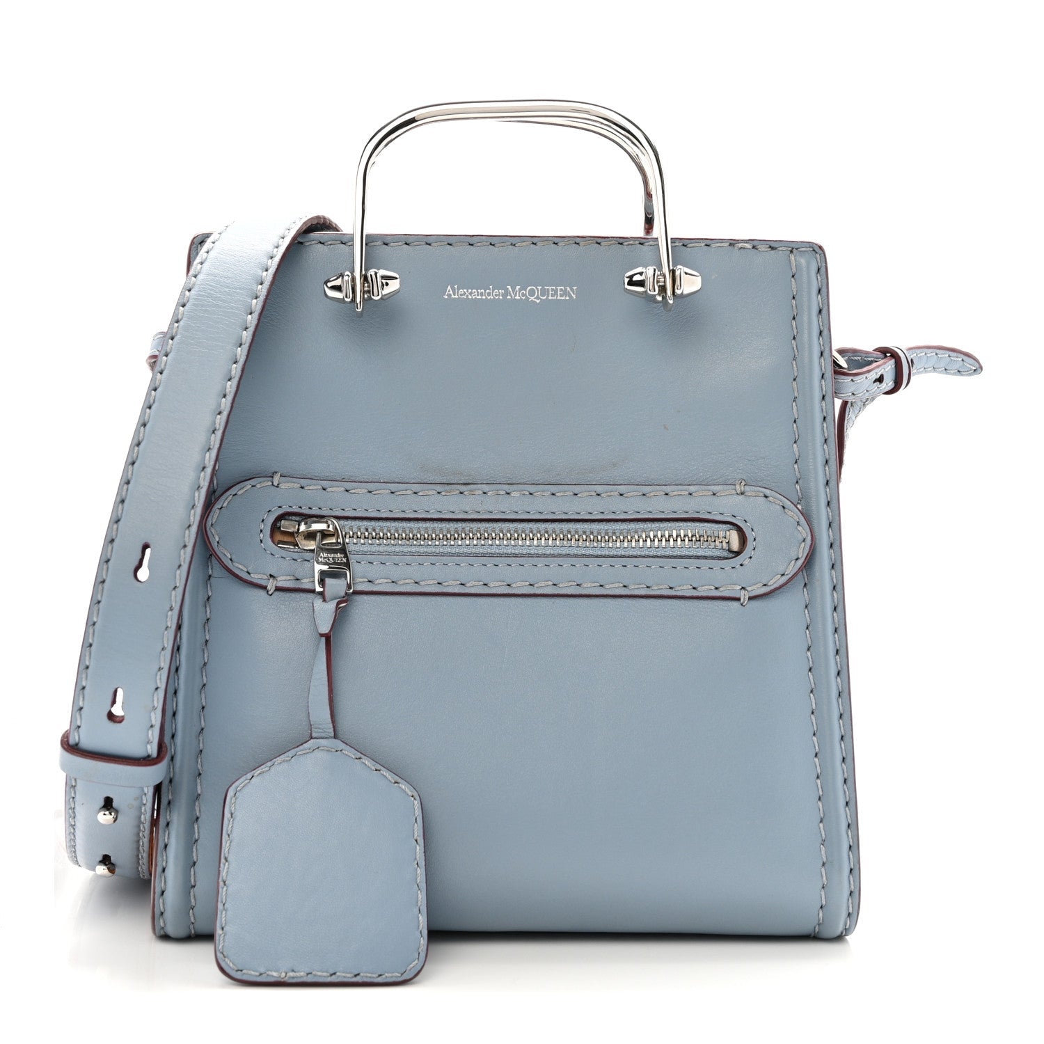 Calfskin The Short Story Shoulder Bag Blue Brown