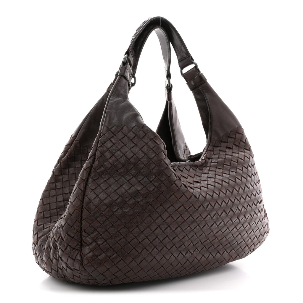 Nappa Intrecciato Medium Campana Hobo Ebano
