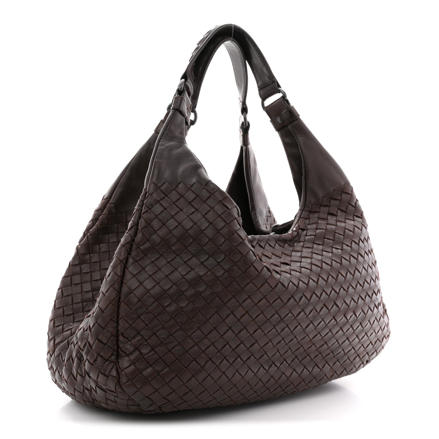 Nappa Intrecciato Medium Campana Hobo Ebano
