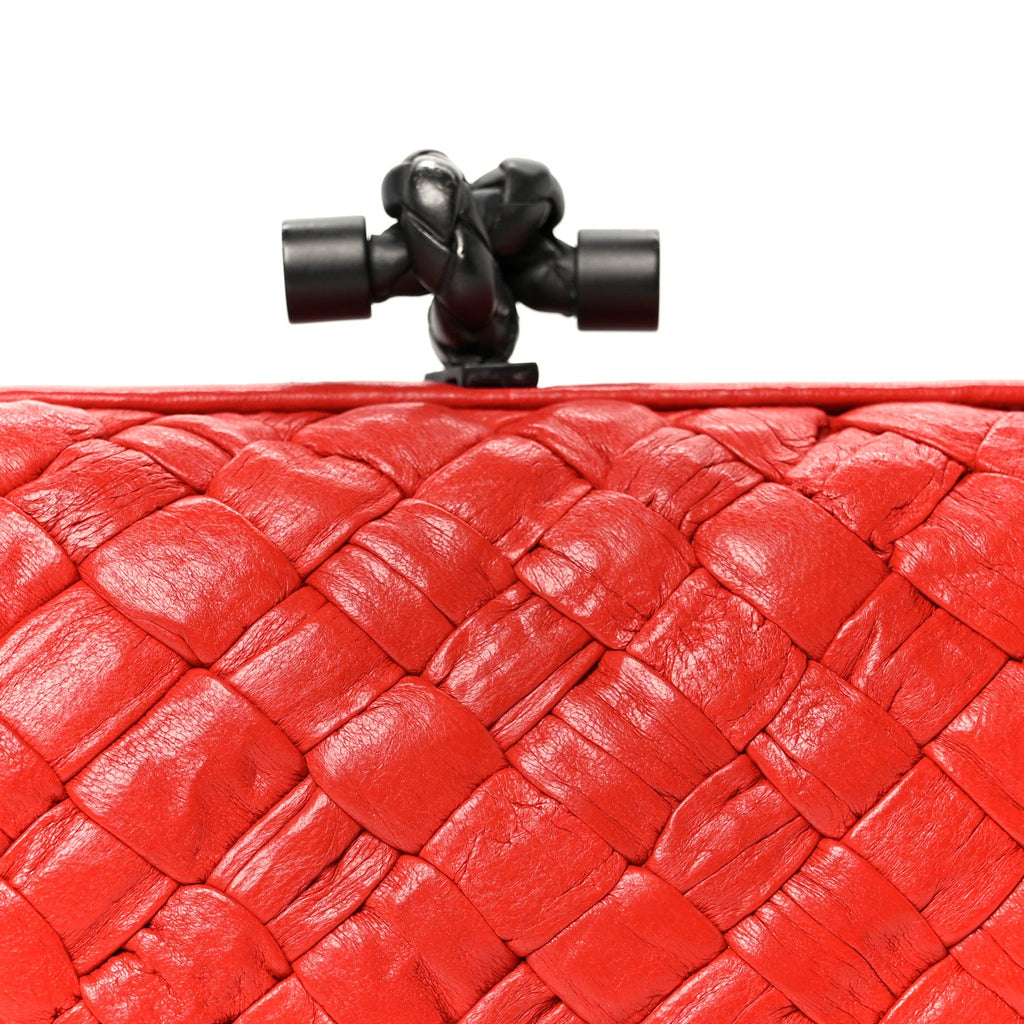 Nappa Intrecciato Knot Clutch Red