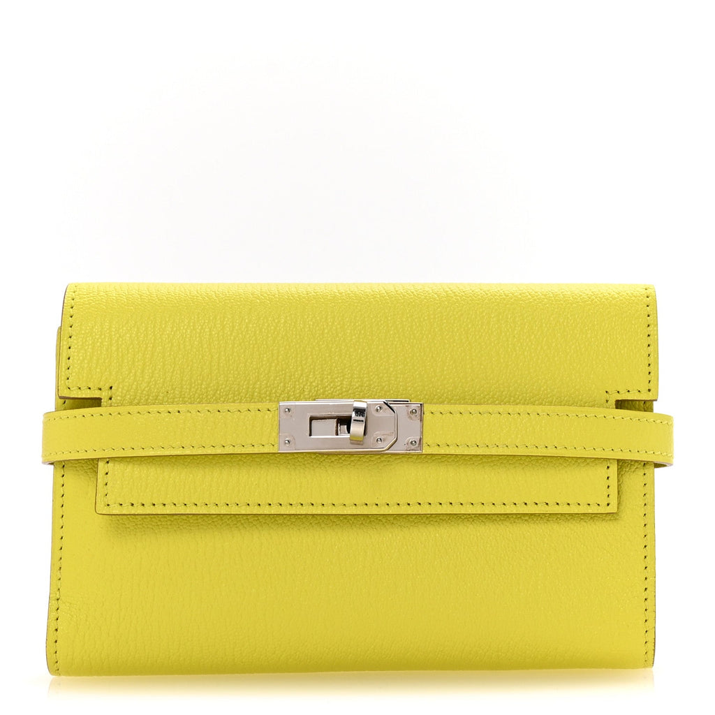 Chevre Mysore Medium Kelly Wallet Lime