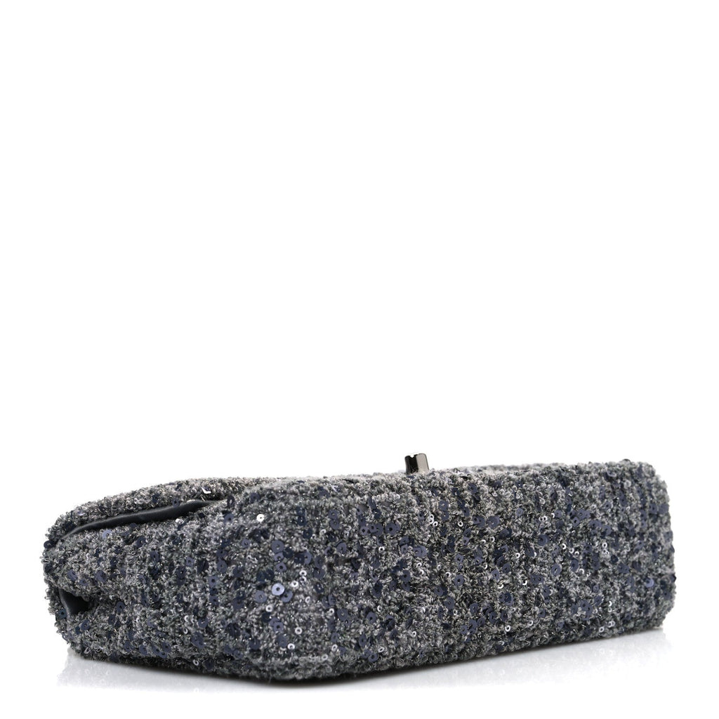 Sequin Quilted Small Single Flap Grey Dark Grey