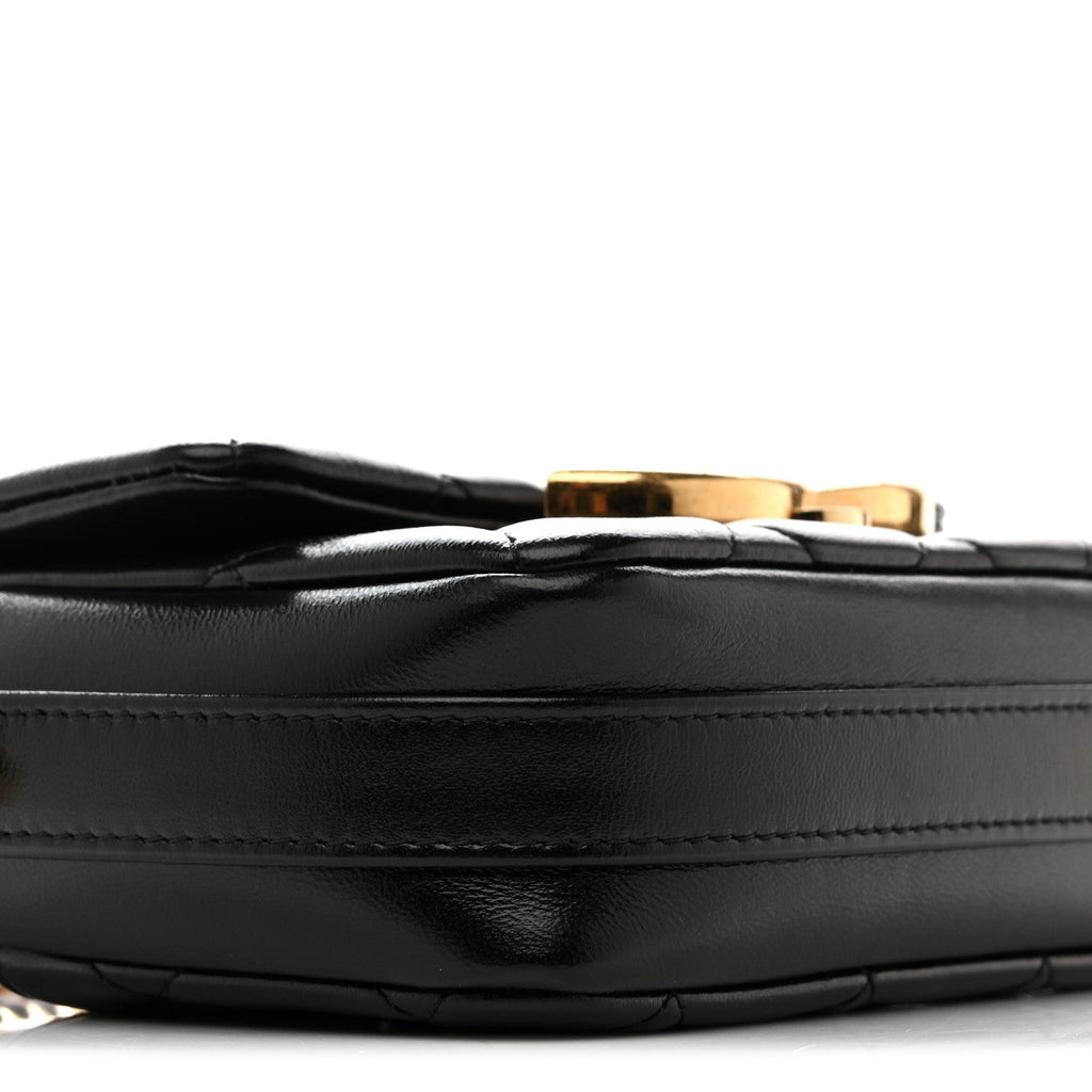 Shiny Crumpled Lambskin Quilted Mini Giant CC Flap Black