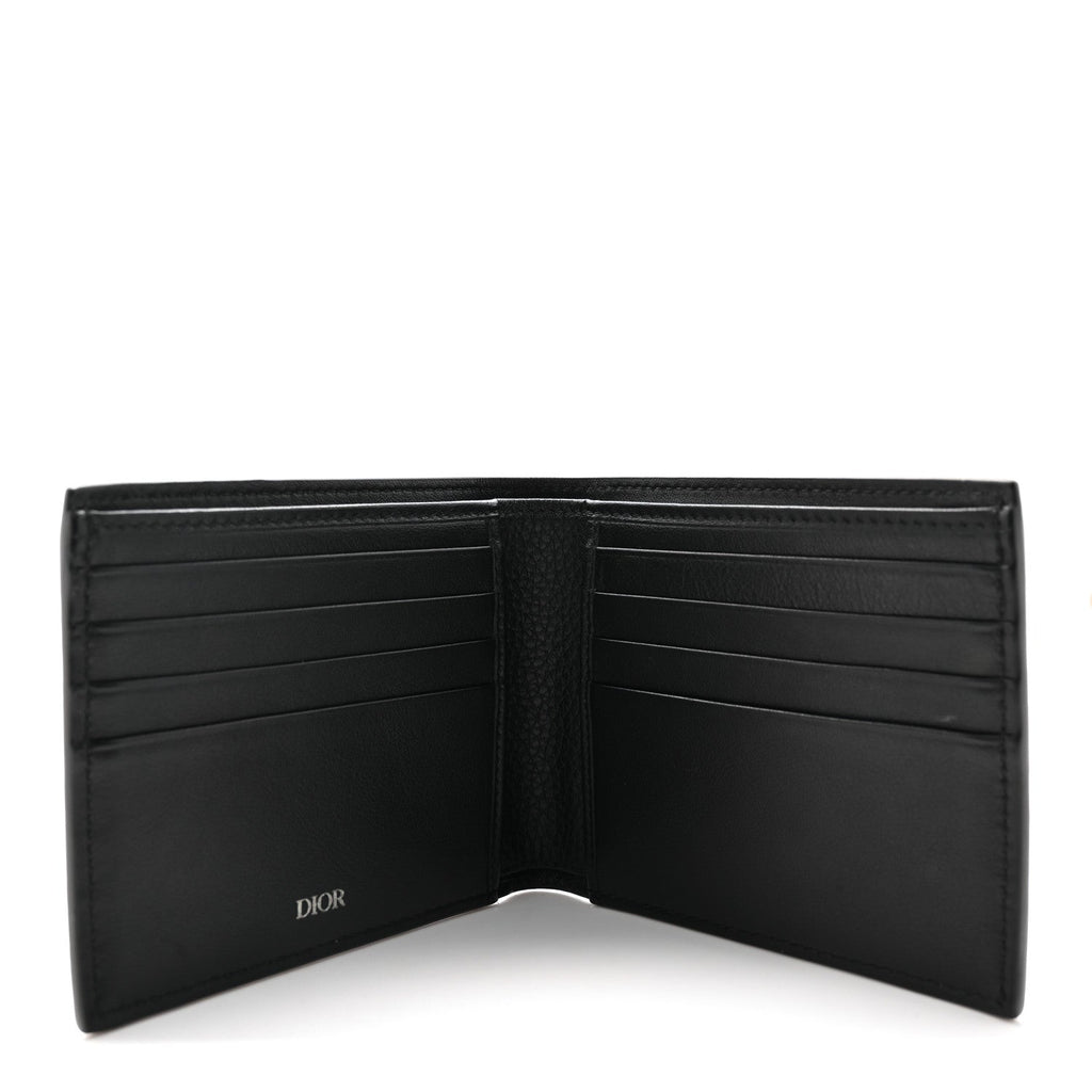 Grained Calfskin CD Icon Bifold Wallet Black