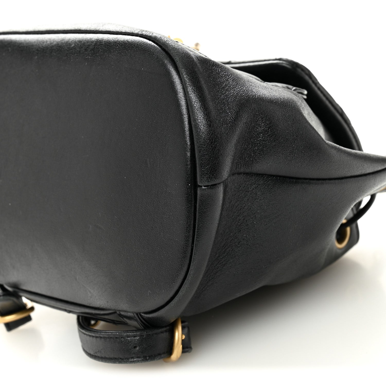 Lambskin Quilted Daily Friend Drawstring Backpack Black