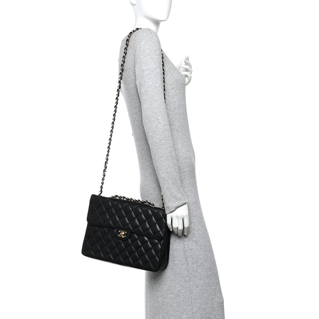 Caviar Jumbo Single Flap Black