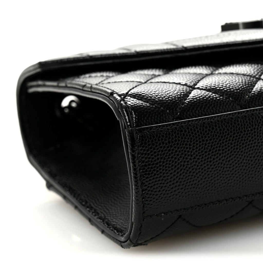 Grain De Poudre Textured Mixed Matelasse Triquilt Small Monogram Monochrome Satchel Black