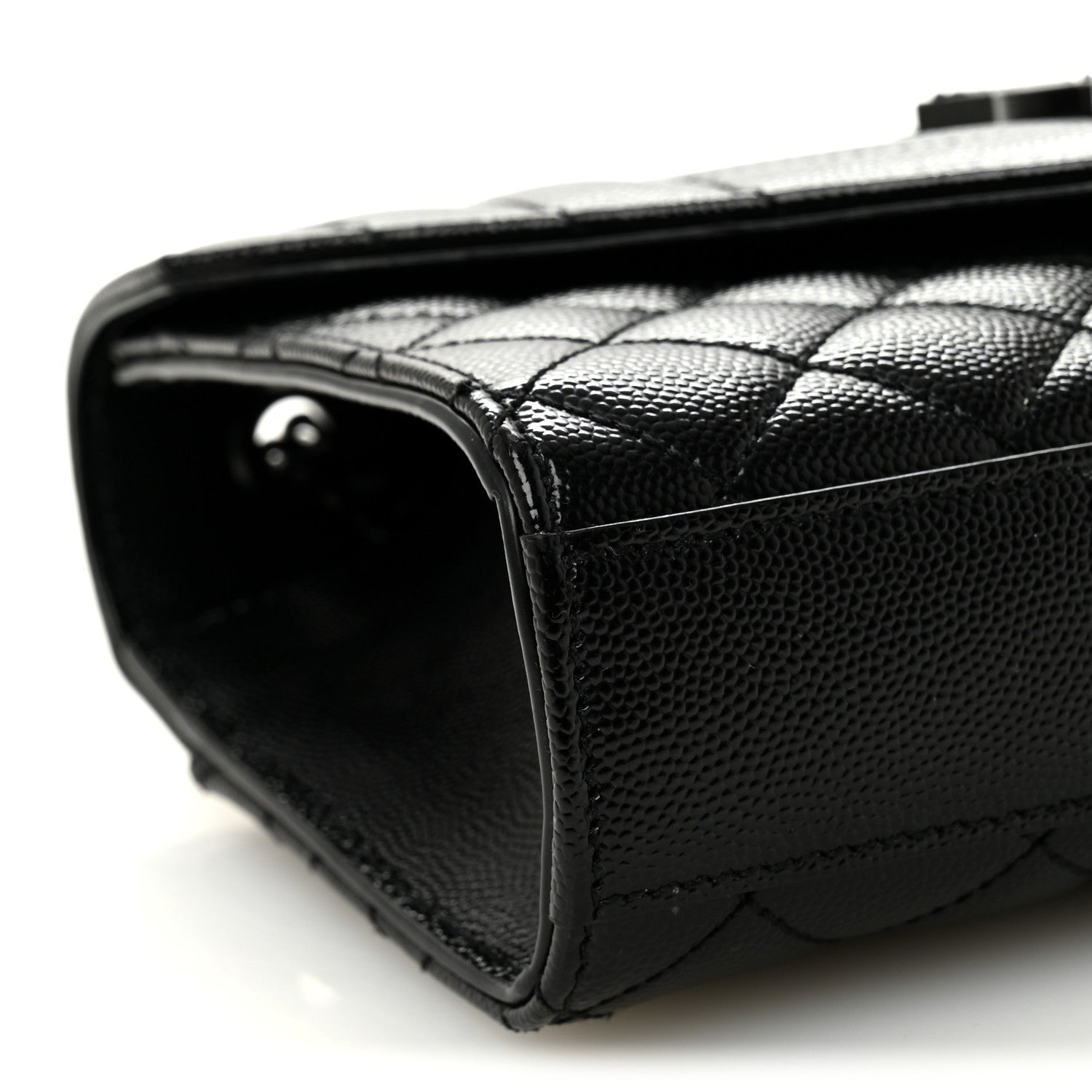 Grain De Poudre Textured Mixed Matelasse Triquilt Small Monogram Monochrome Satchel Black