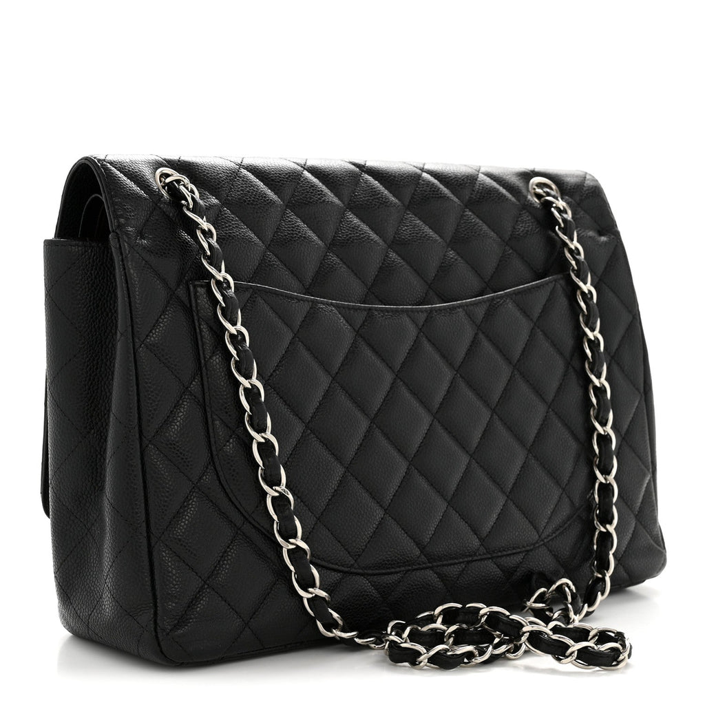 Caviar Quilted Maxi Double Flap Black