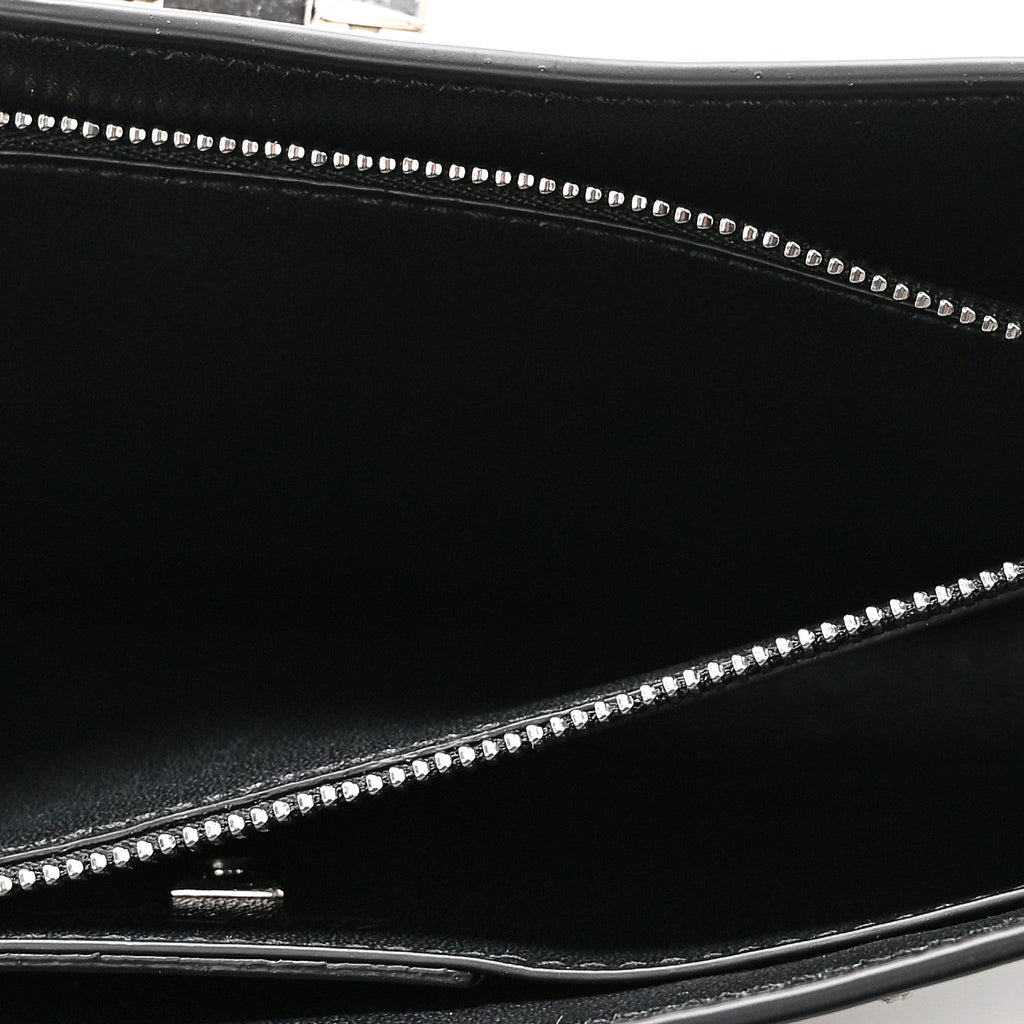 Calfskin Studded Trifolio Shoulder Bag Black