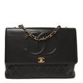 Lambskin Quilted CC Maxi Jumbo Single Flap Brown