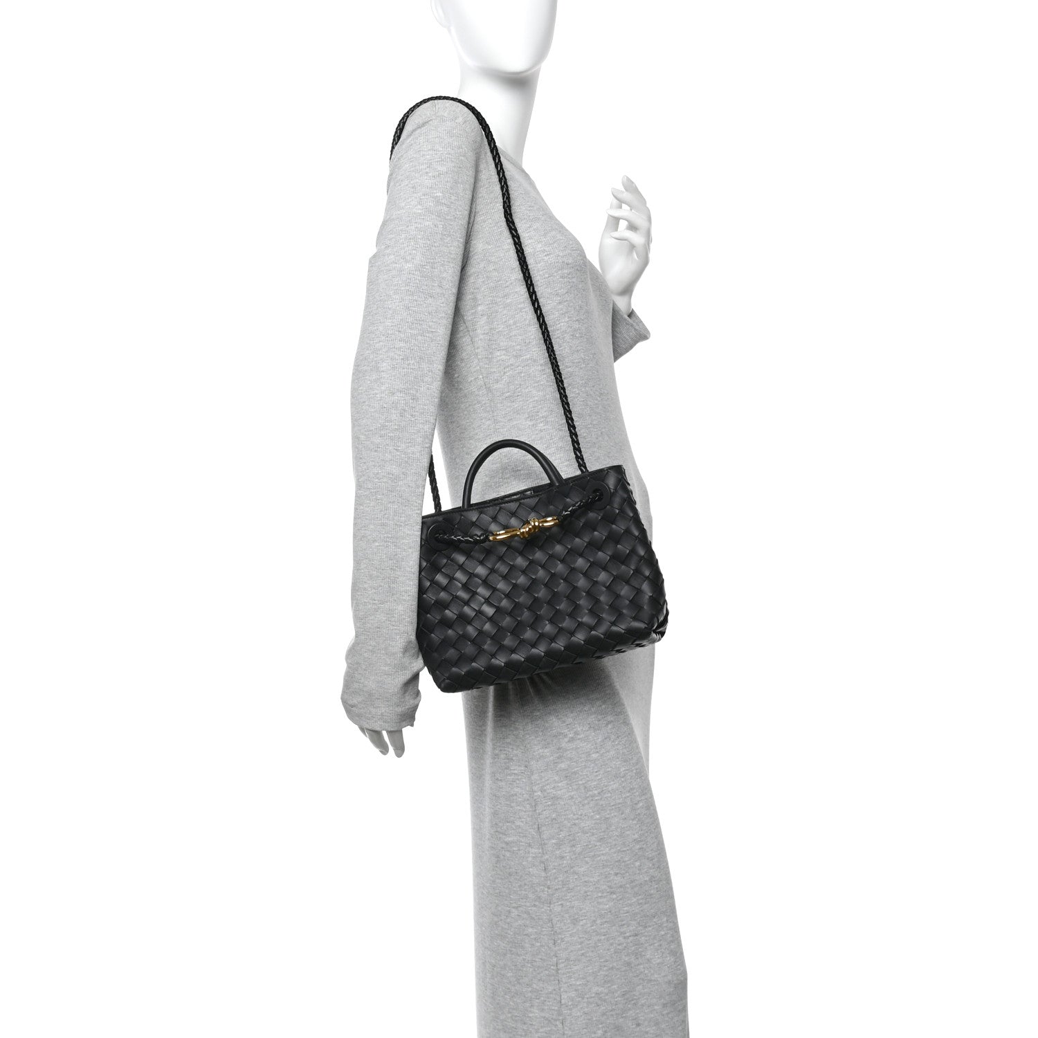 Nappa Intrecciato Small Andiamo Shoulder Bag Black