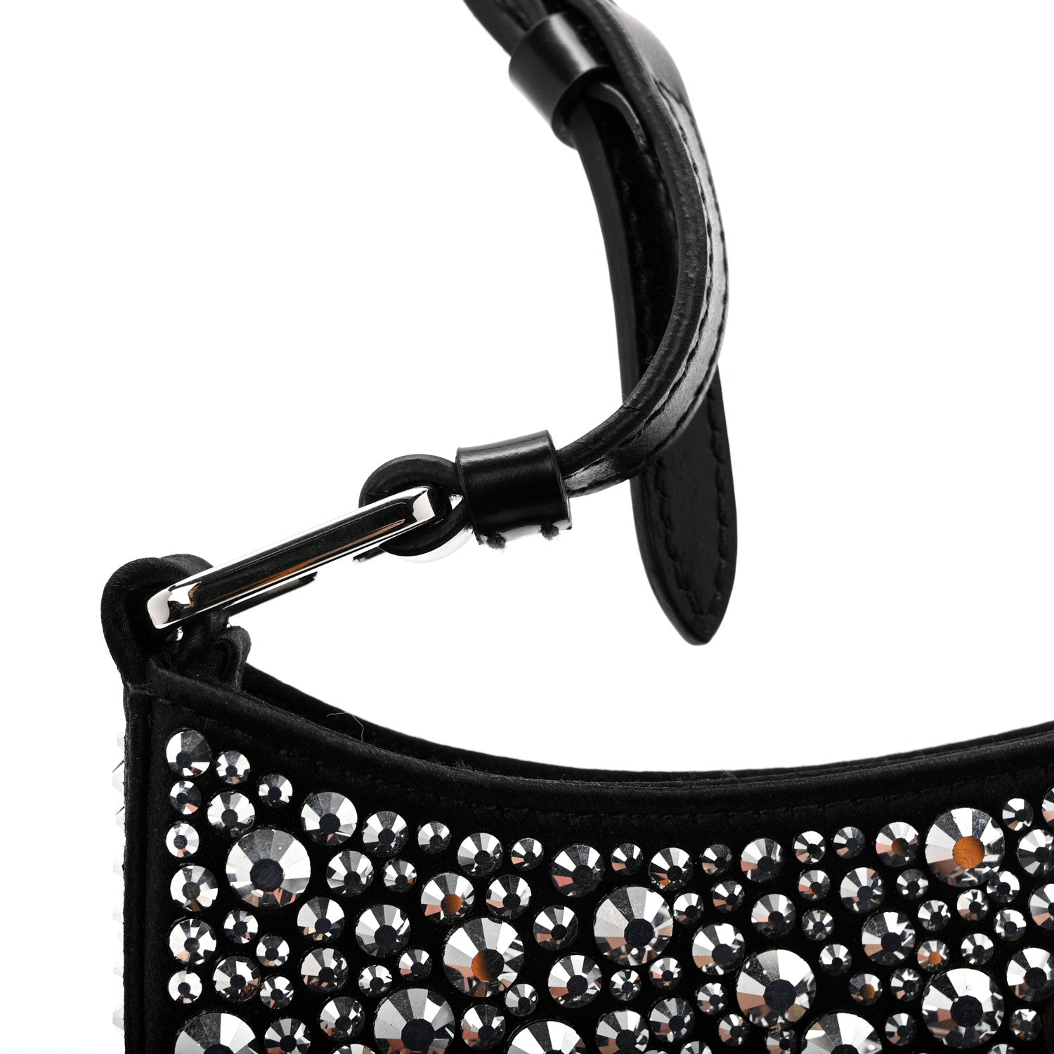 Satin Crystal Cleo Adjustable Strap Shoulder Bag Metal