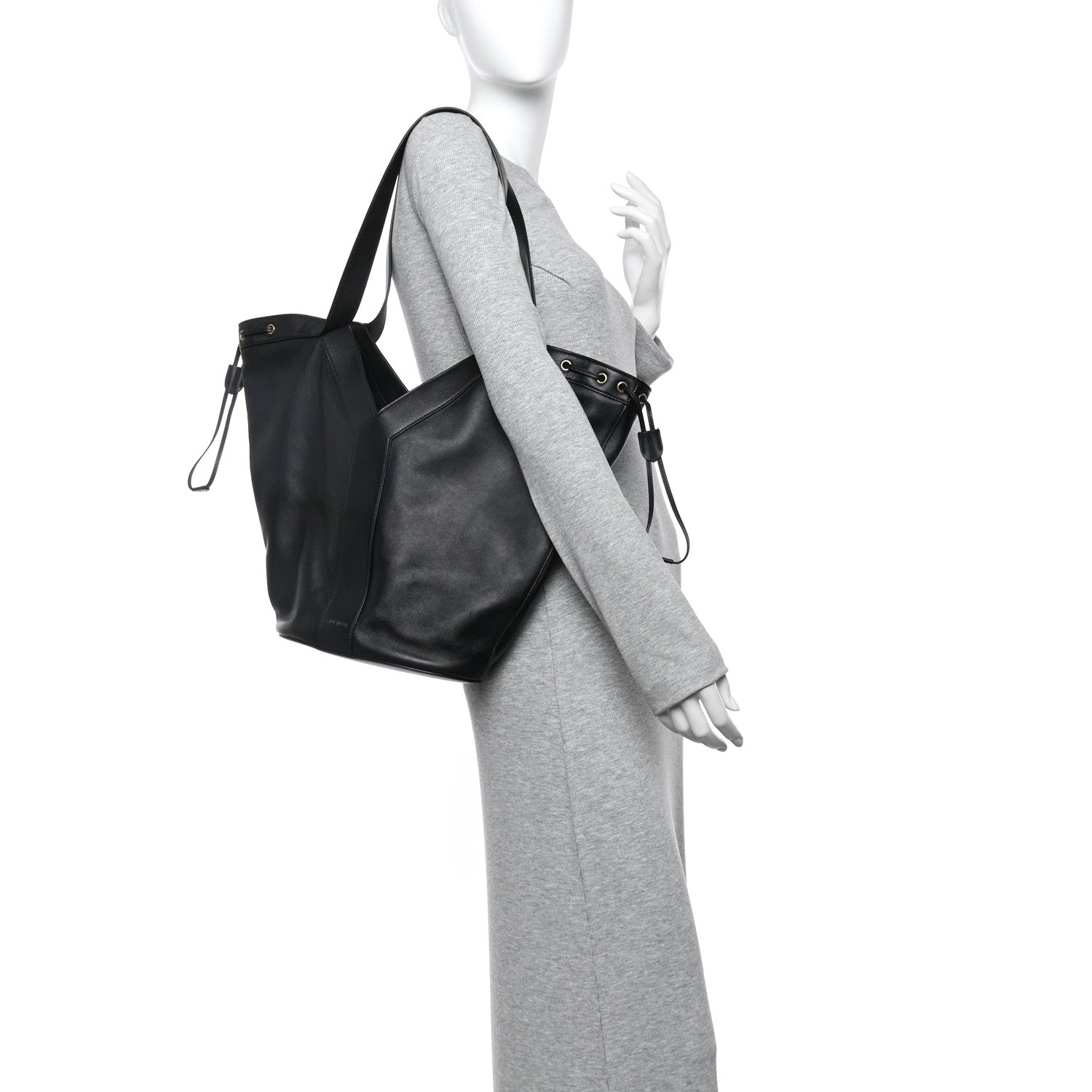 Santorini Lux Calfskin Y Drawstring Tote Black