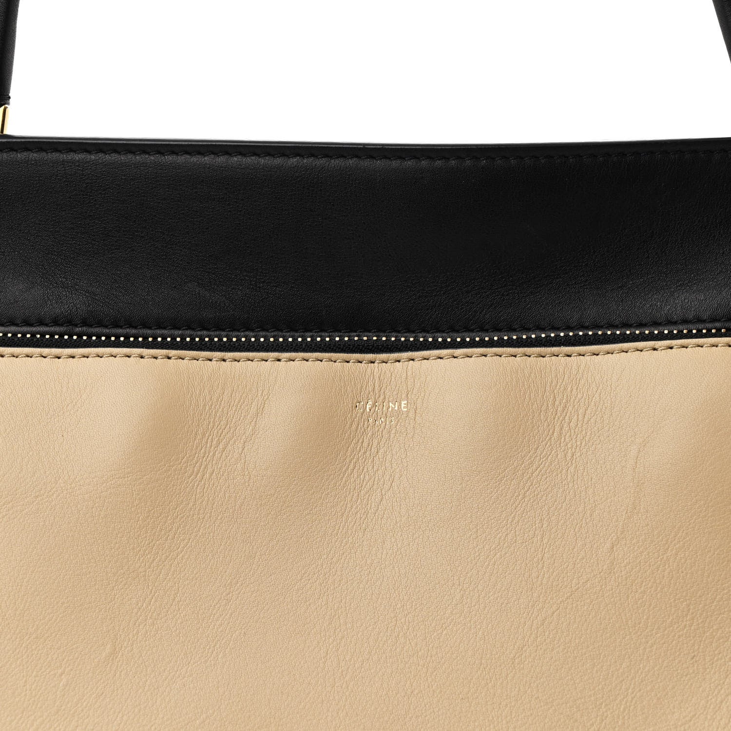 Smooth Calfskin Medium Bi-Color Edge Shoulder Bag Black Beige