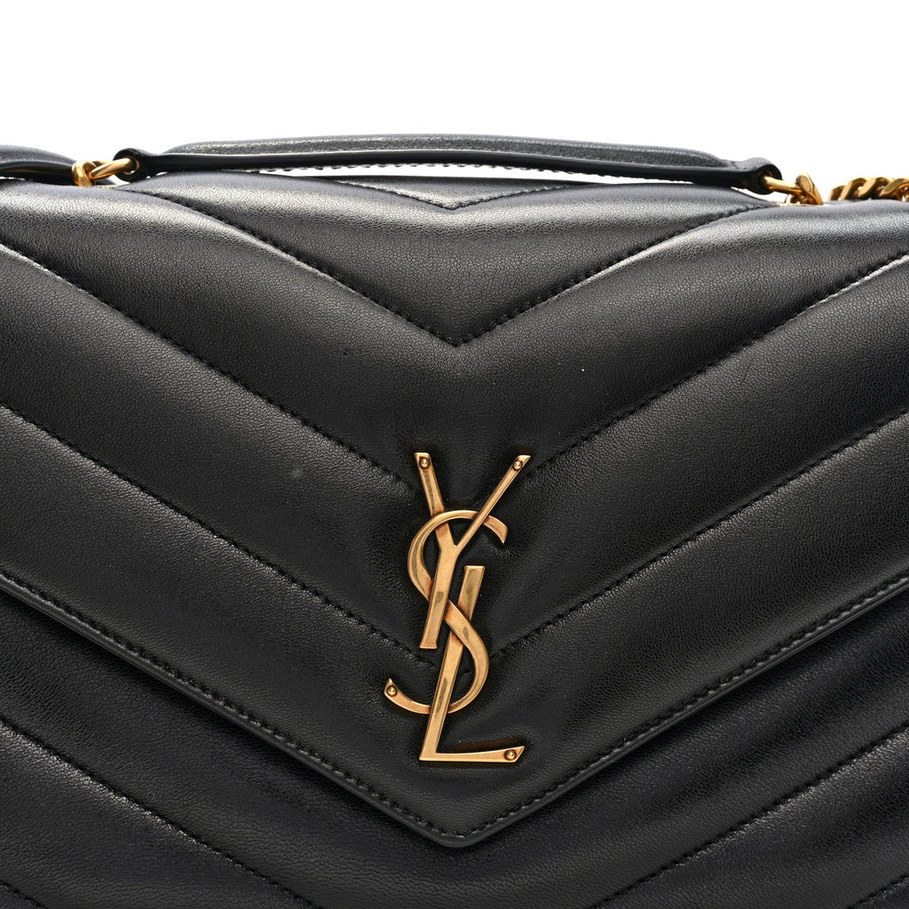 Lambskin Chevron Quilted Medium Loulou Black
