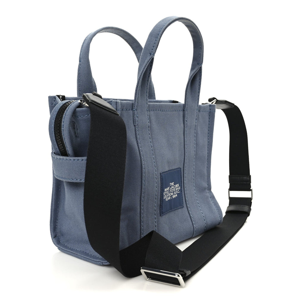 Cotton Canvas Small The Traveler Tote Bag Blue