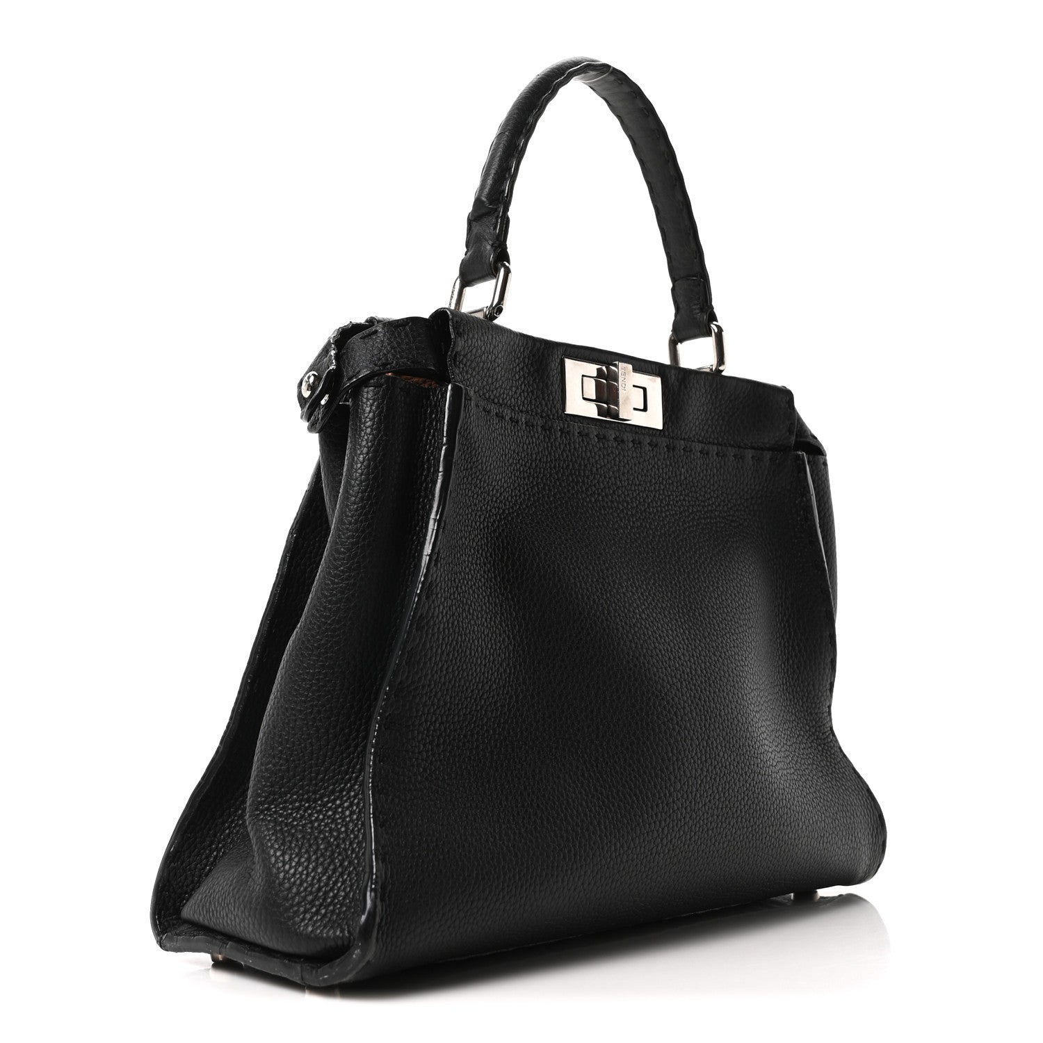 Cuoio Romano Selleria Bi-Color Medium Peekaboo Iconic Satchel Black Mou