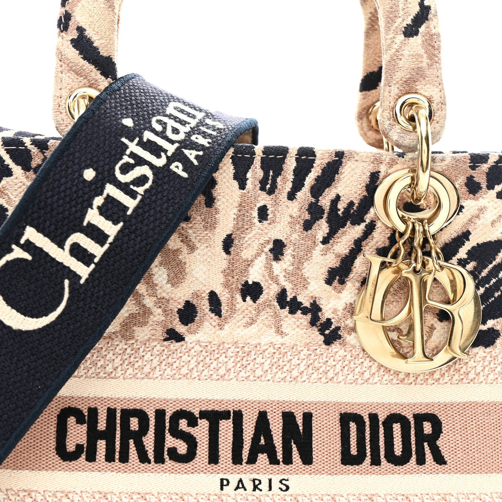 Canvas Embroidered Medium Tie And Dior Lady D-Lite Multicolor