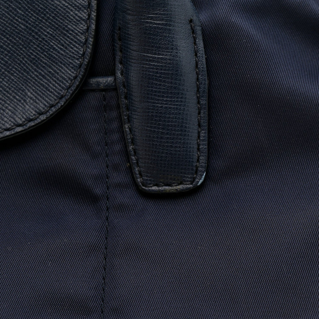 Tessuto Nylon Saffiano Shopping Tote Navy