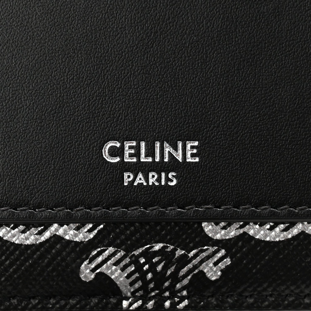 Triomphe Canvas Horizontal Pouch Silver Black